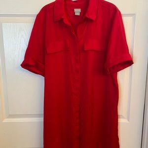 Red short sleeve duster/tunic top